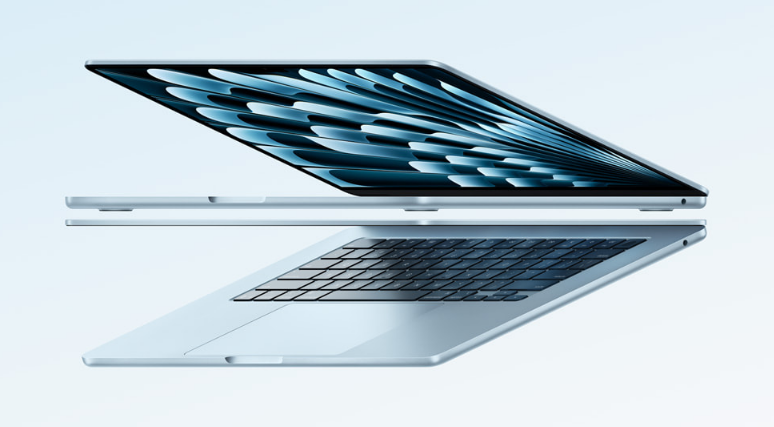 MacBook Air M4 Chip Midnight Blue on Desk: Sleek Midnight Blue MacBook Air M4 with Liquid Retina display.